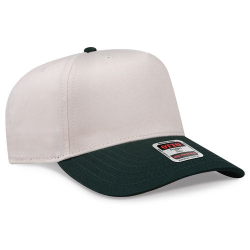 OTTO 31-069 — Baseball Cap in Dark Green/Natural, blank cap front view