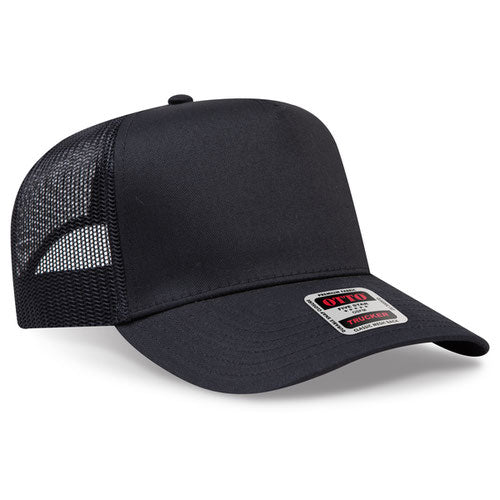 OTTO 32-285 — Mesh Trucker in Black, blank cap front view