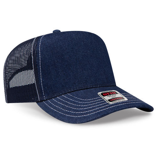OTTO 32-285 — Mesh Trucker in Navy/White, blank cap front view