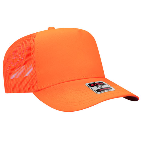 OTTO 32-285 — Mesh Trucker in Neon Orange, blank cap front view