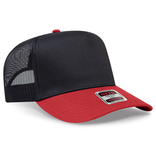 OTTO 32-285 — Mesh Trucker in Red/Black, blank cap front view
