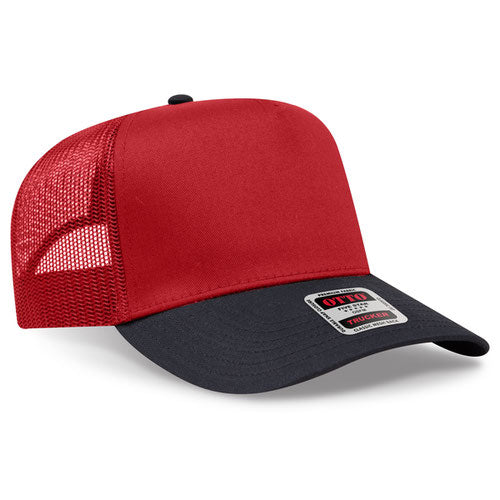 OTTO 32-285 — Mesh Trucker in Black/Red, blank cap front view