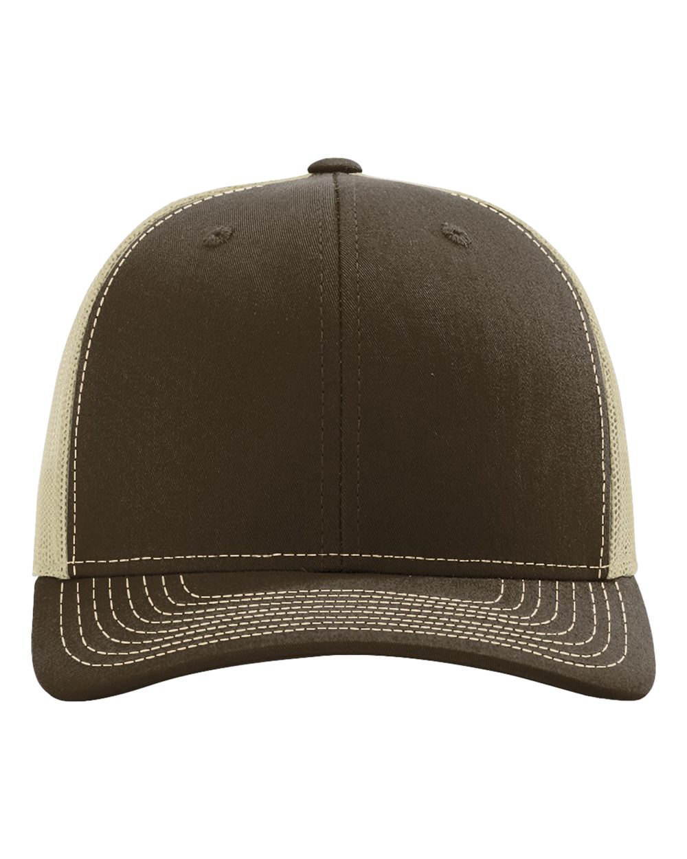 Richardson 112 — Trucker in Brown/Khaki, blank cap front view