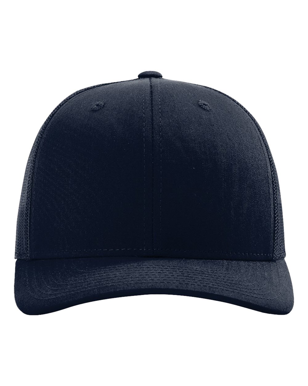 Richardson 112 — Trucker in Navy, blank cap front view