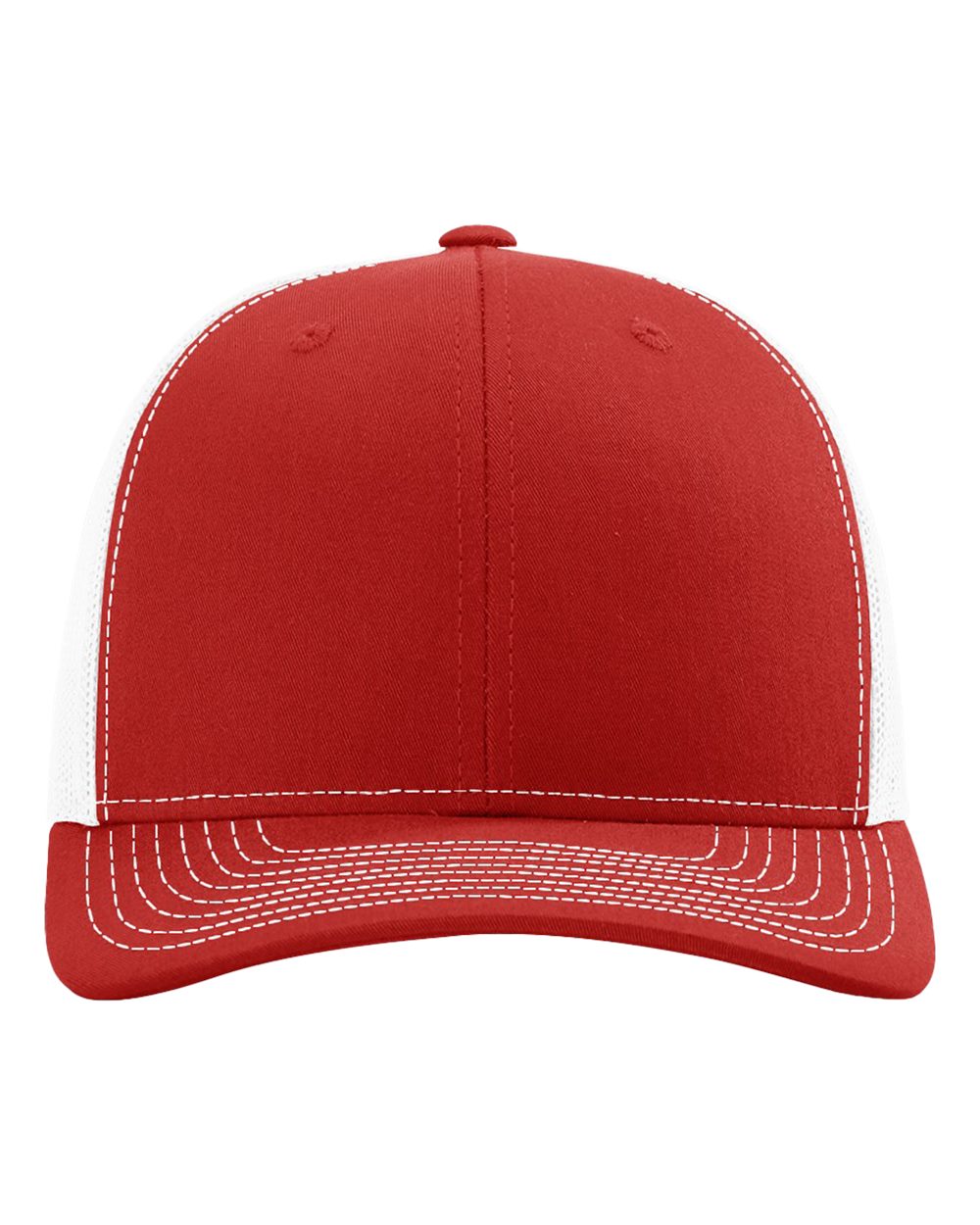 Richardson 112 — Trucker in Red/White, blank cap front view
