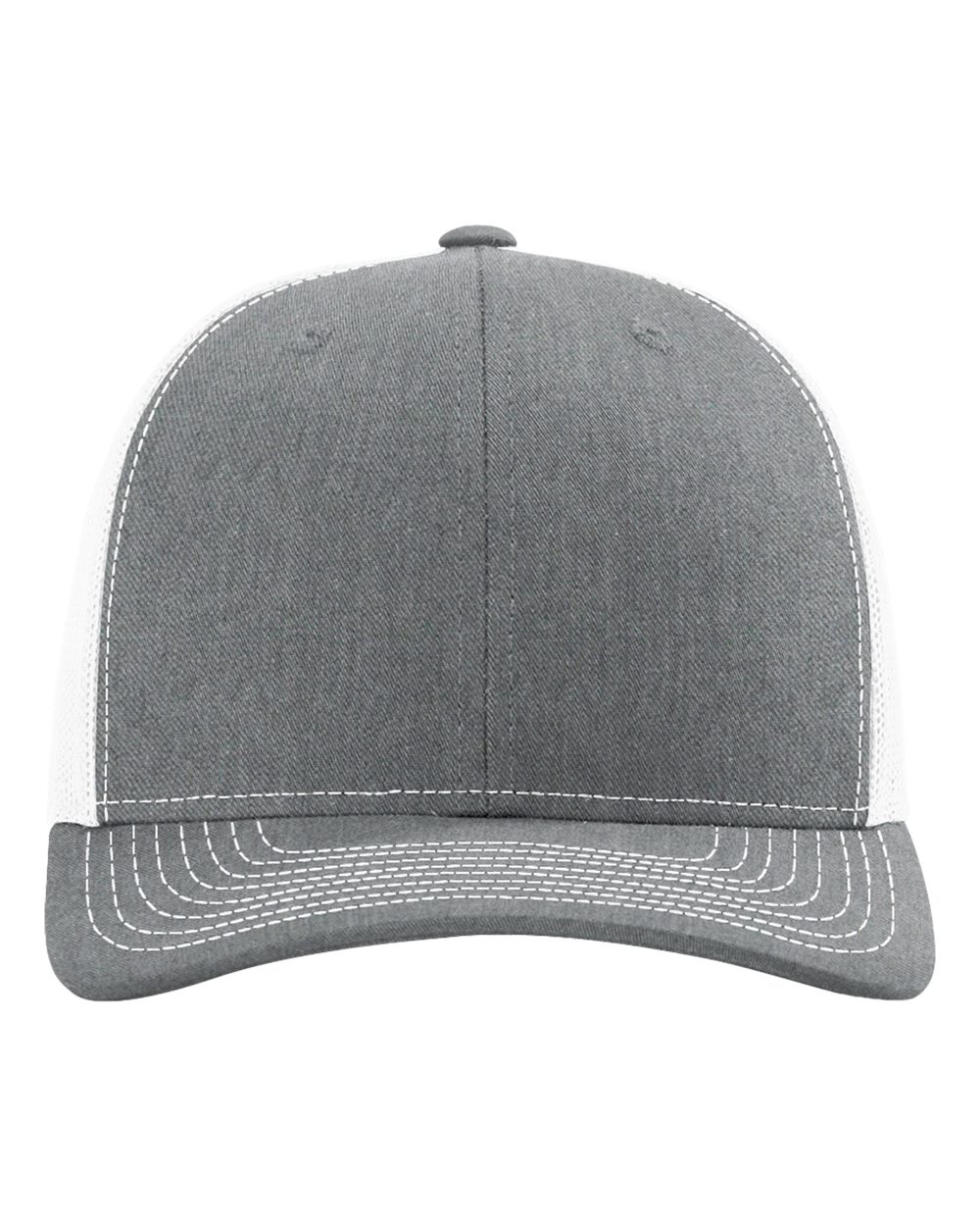 Richardson 112 — Trucker in Heather Grey/White, blank cap front view