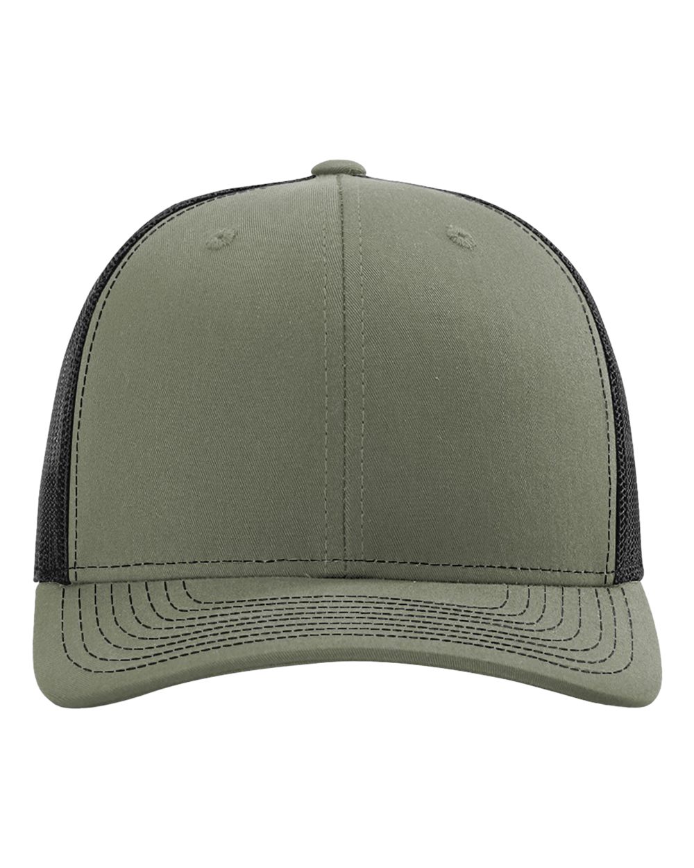 Richardson 112 — Trucker in Loden/Black, blank cap front view